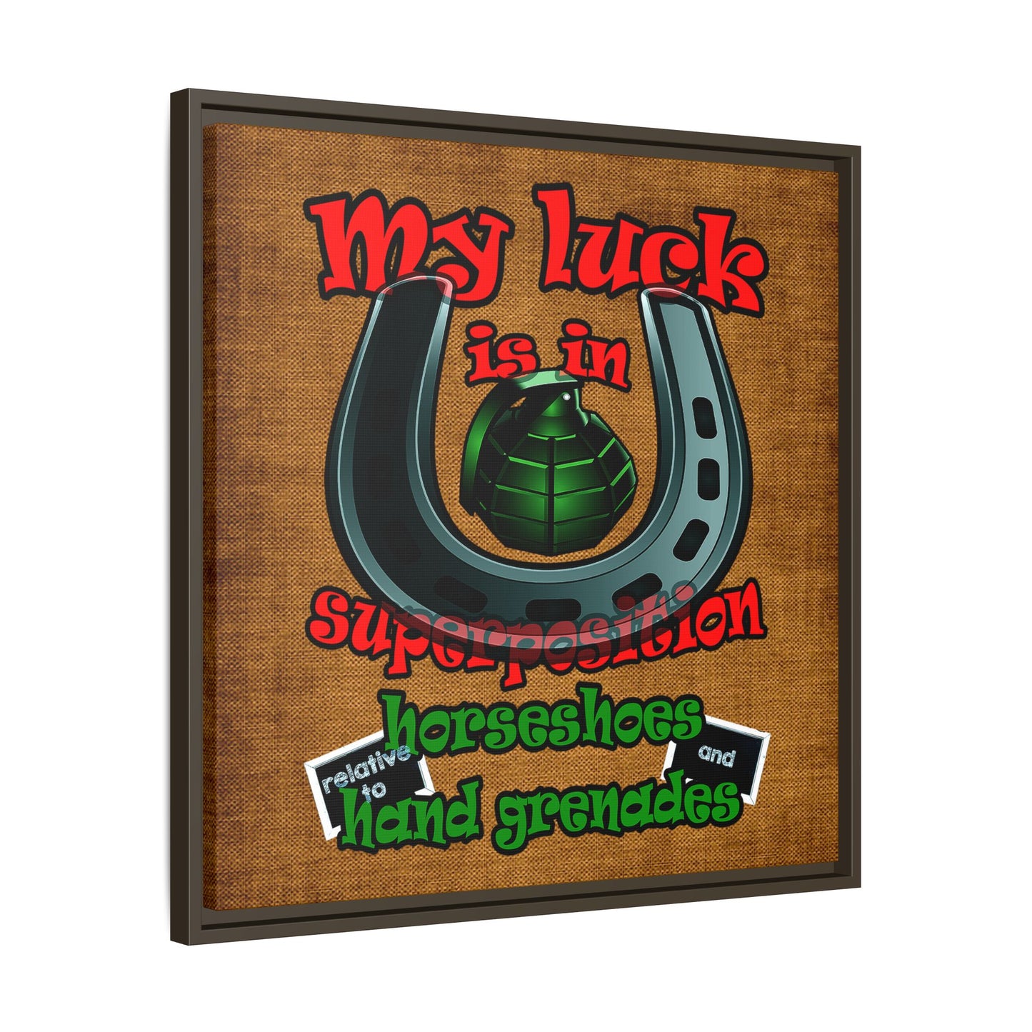 my luck - framed canvas art (brown papyrus)