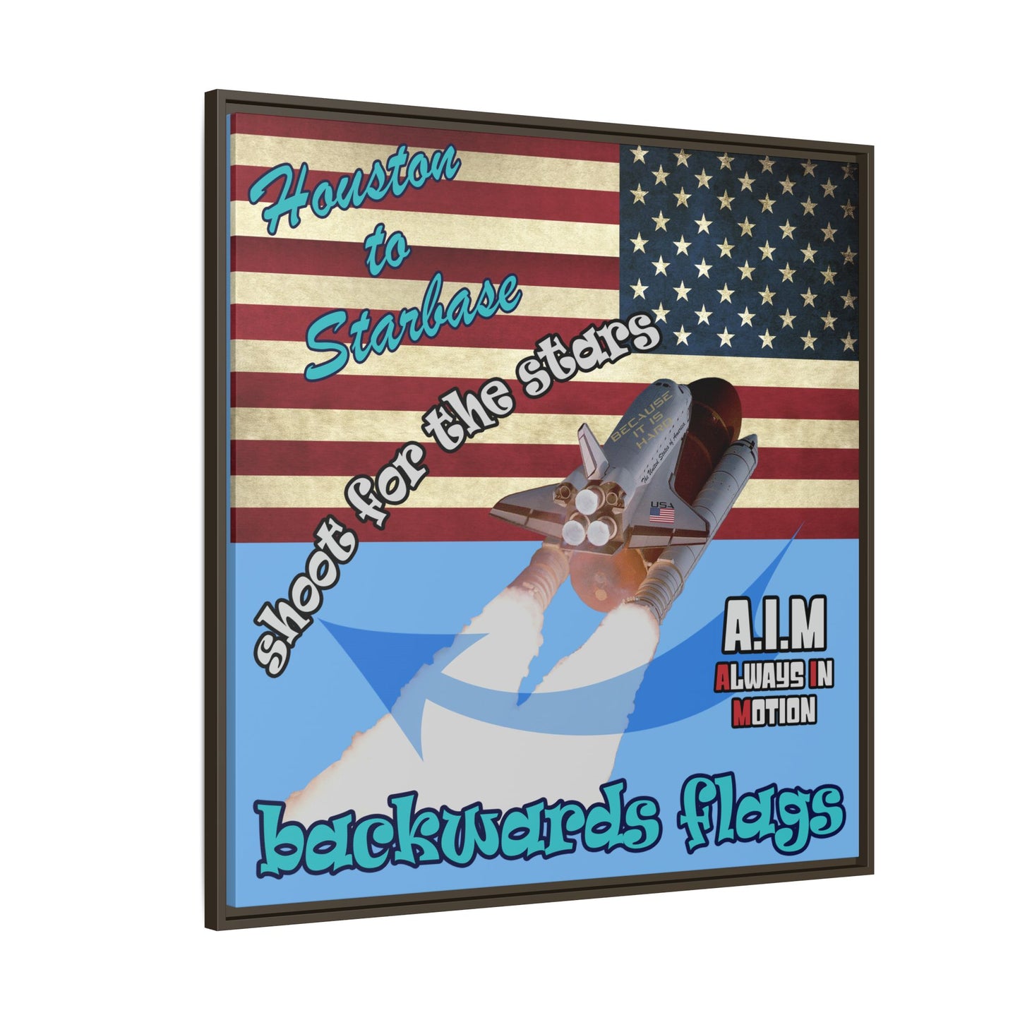 shoot for the stars - framed canvas art (light blue)