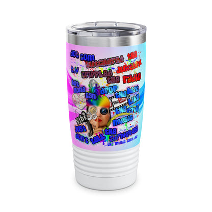 drop the beat - Ringneck Tumbler, 20oz  (light blue-pink wave)