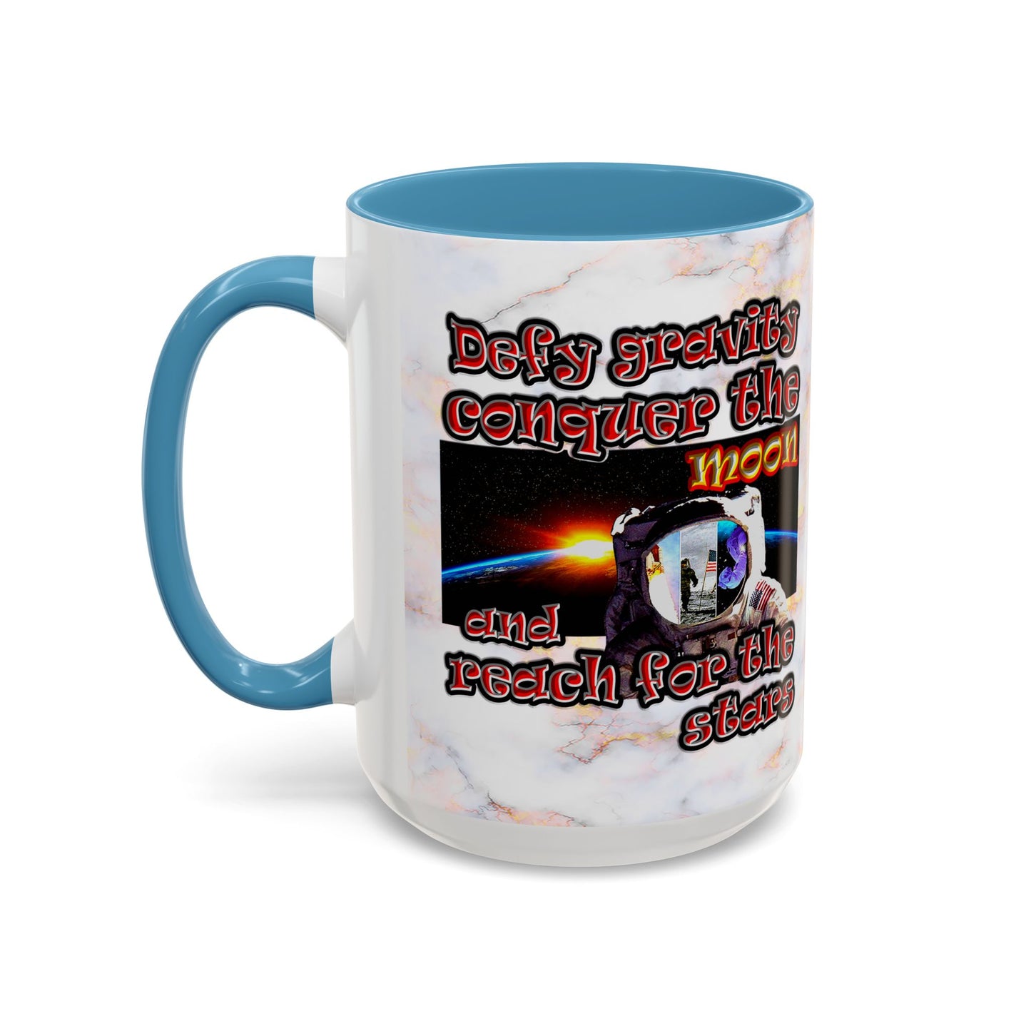 defy conquer reach - Accent Mug (white marble)
