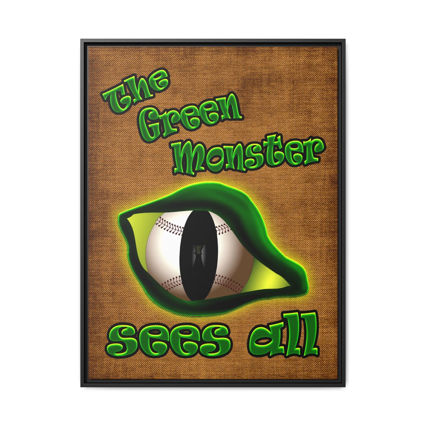 green monster - framed canvas art (brown papyrus)