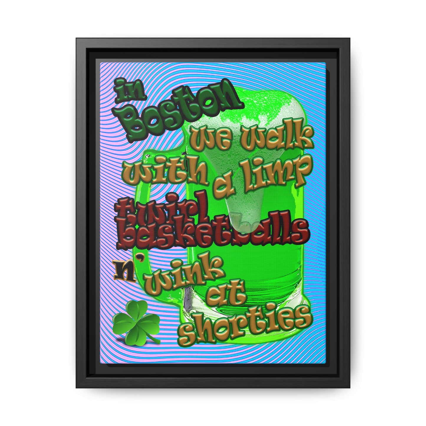 celtics logo - framed canvas art (light blue-purple wave)
