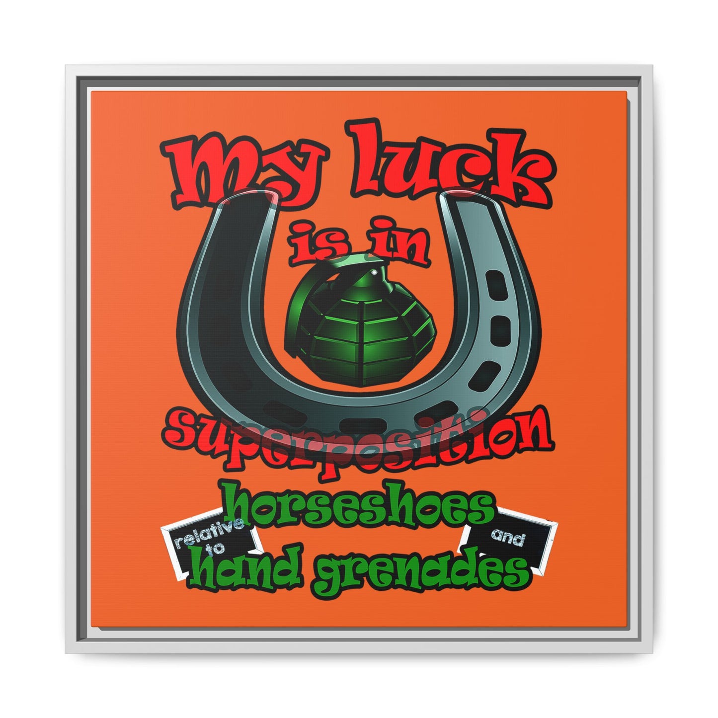my luck - framed canvas art (orange)