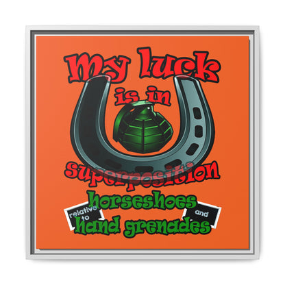 my luck - framed canvas art (orange)