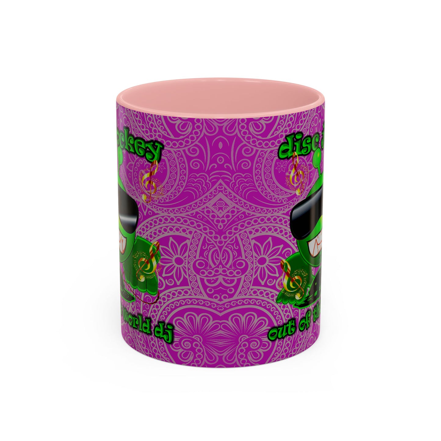disc jockey - Accent Mug (pink swirl)