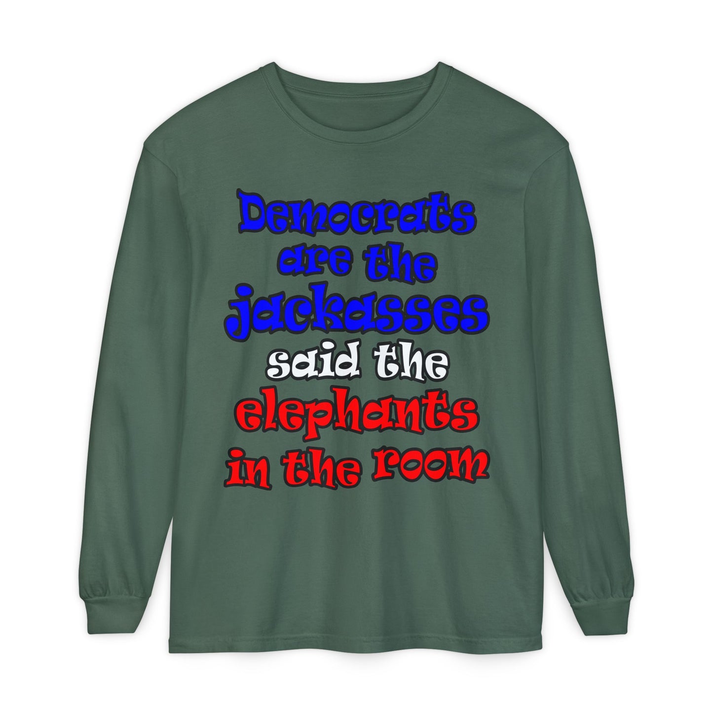 donkeys and elephants - Unisex Garment-dyed Long Sleeve T-Shirt
