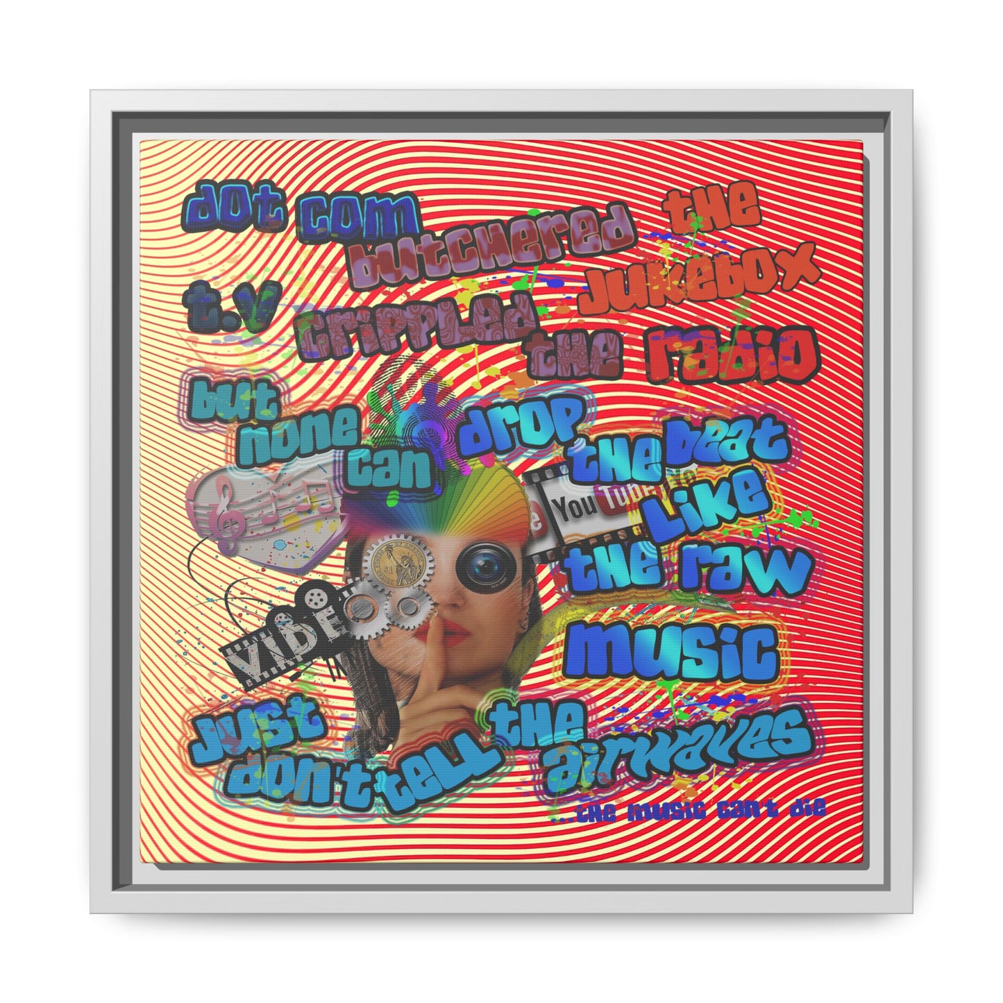 drop the beat - framed canvas art (yellow-orange wave)