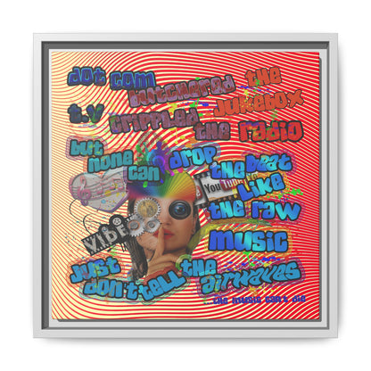 drop the beat - framed canvas art (yellow-orange wave)
