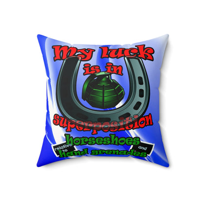 my luck - Faux Suede Square Pillow - (blue-white wave)