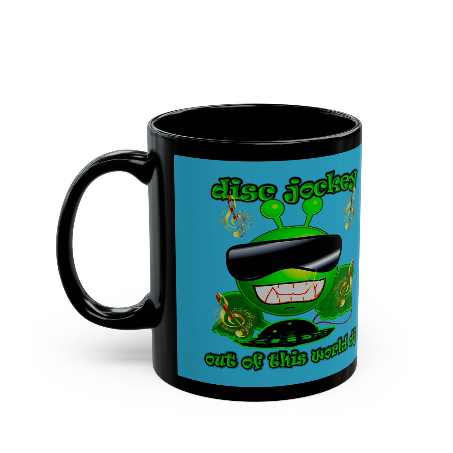 disc jockey - Black Mug (turquoise)