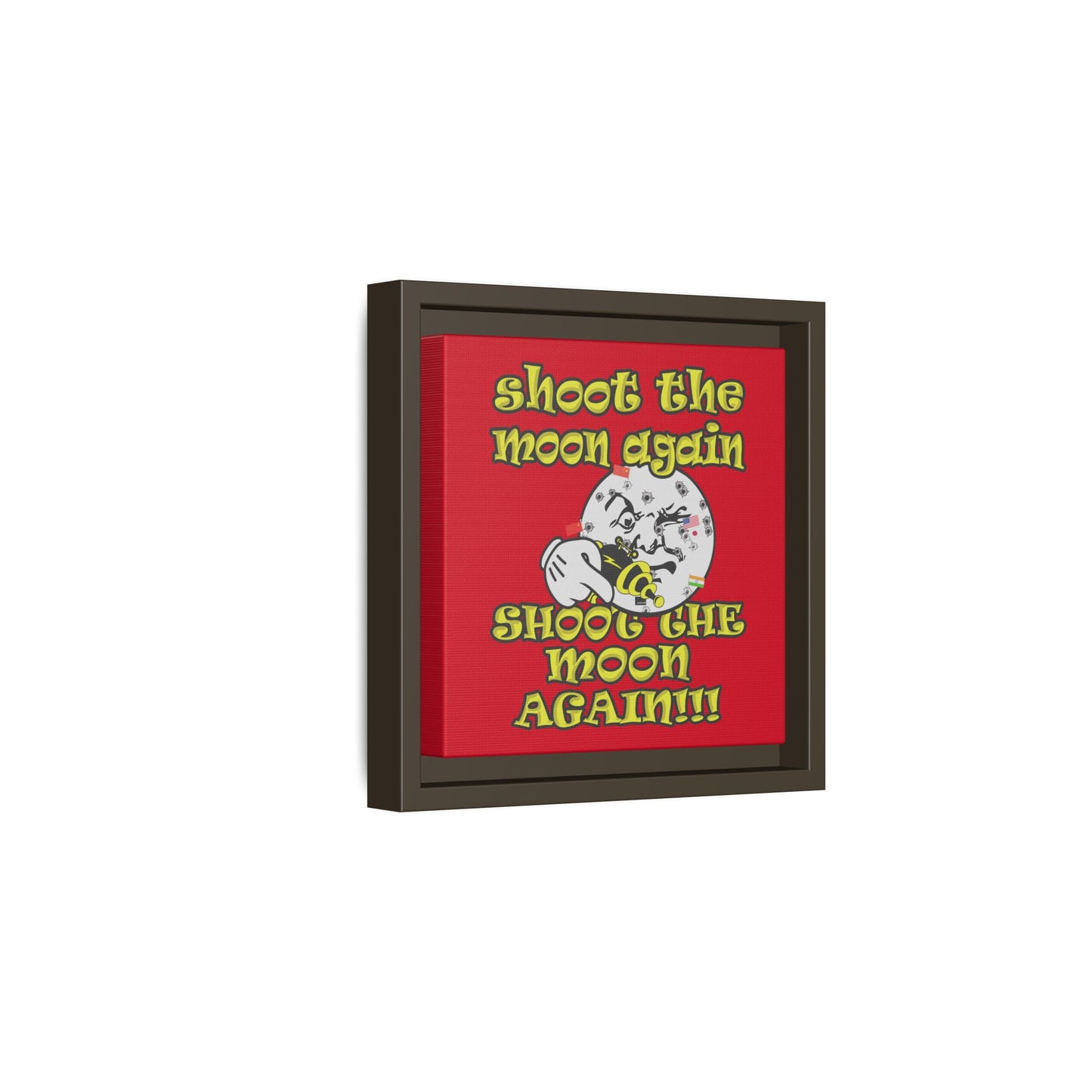 shoot the moon again - framed canvas art (dark red)
