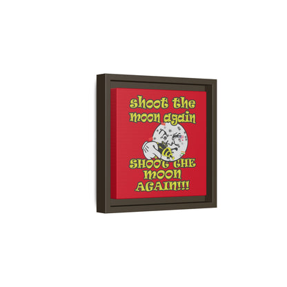 shoot the moon again - framed canvas art (dark red)