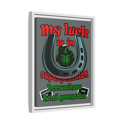 my luck - framed canvas art (dark grey)