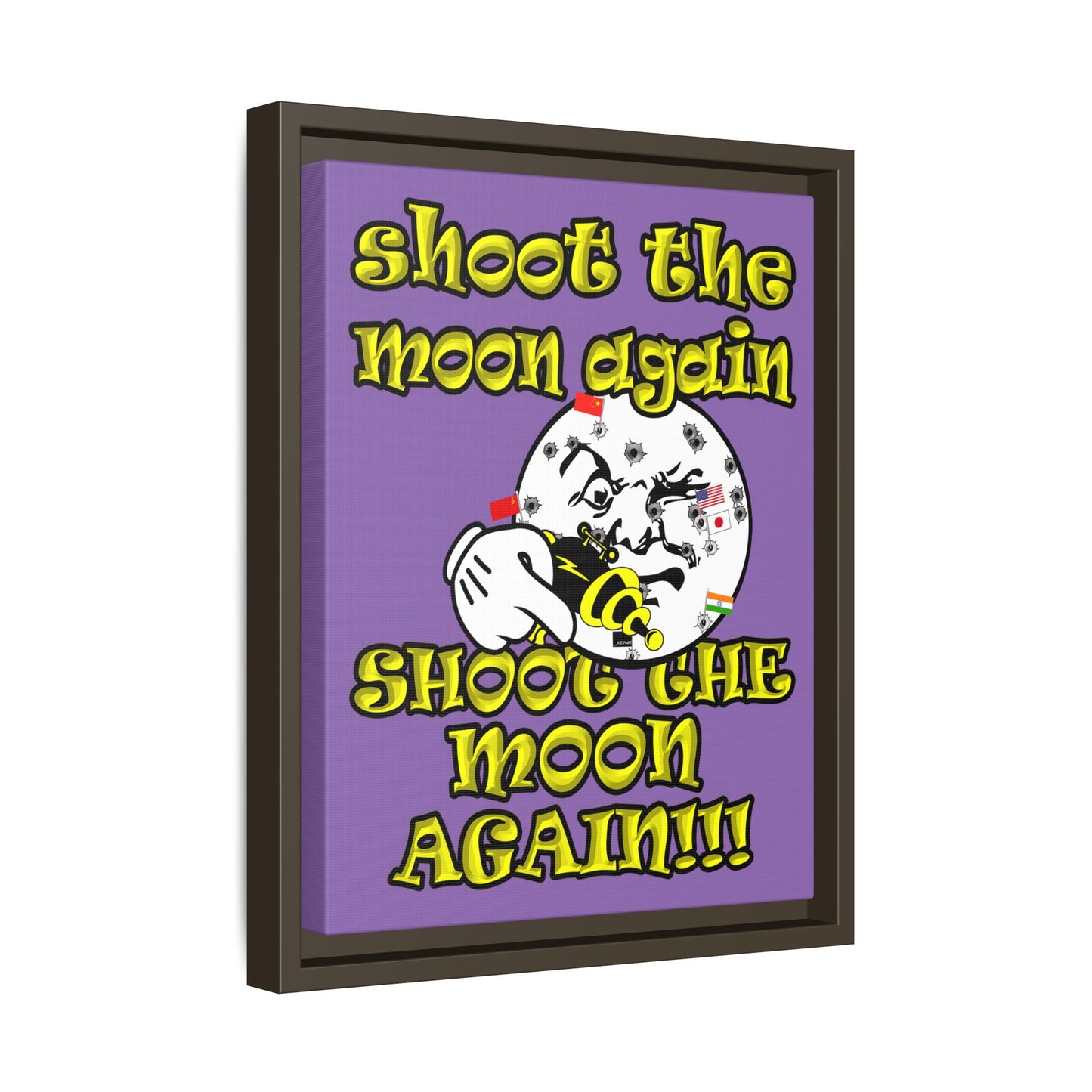 shoot the moon again - framed canvas art (light purple)