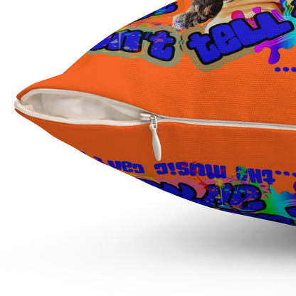 drop the beat - Spun Polyester Square Pillow - (orange)