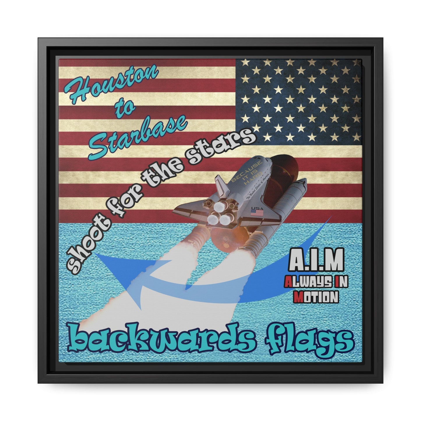 shoot for the stars - framed canvas art (faded blue)