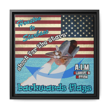 shoot for the stars - framed canvas art (faded blue)