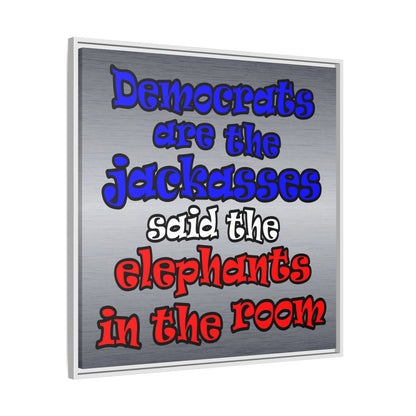 donkeys and elephants - framed canvas art (brushed nickel)