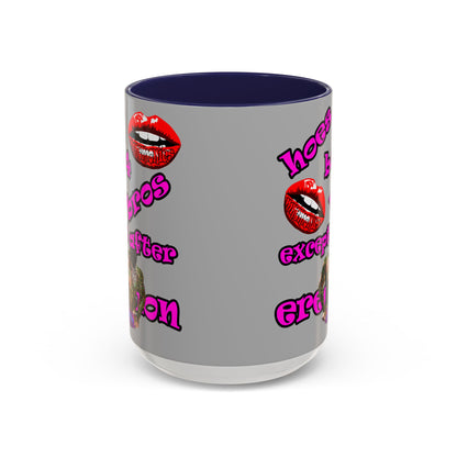 hoes b4 bros - Accent Mug (light grey)