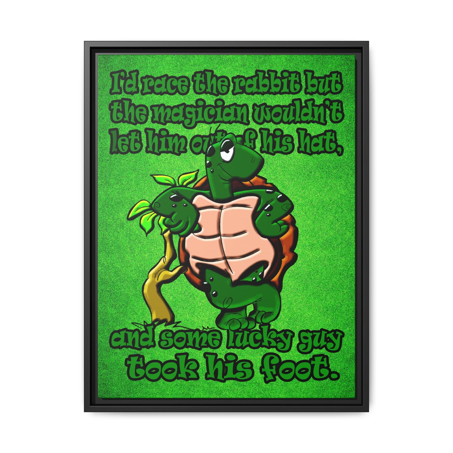 turtle race - framed canvas art (green turf)