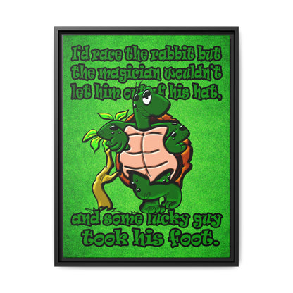 turtle race - framed canvas art (green turf)
