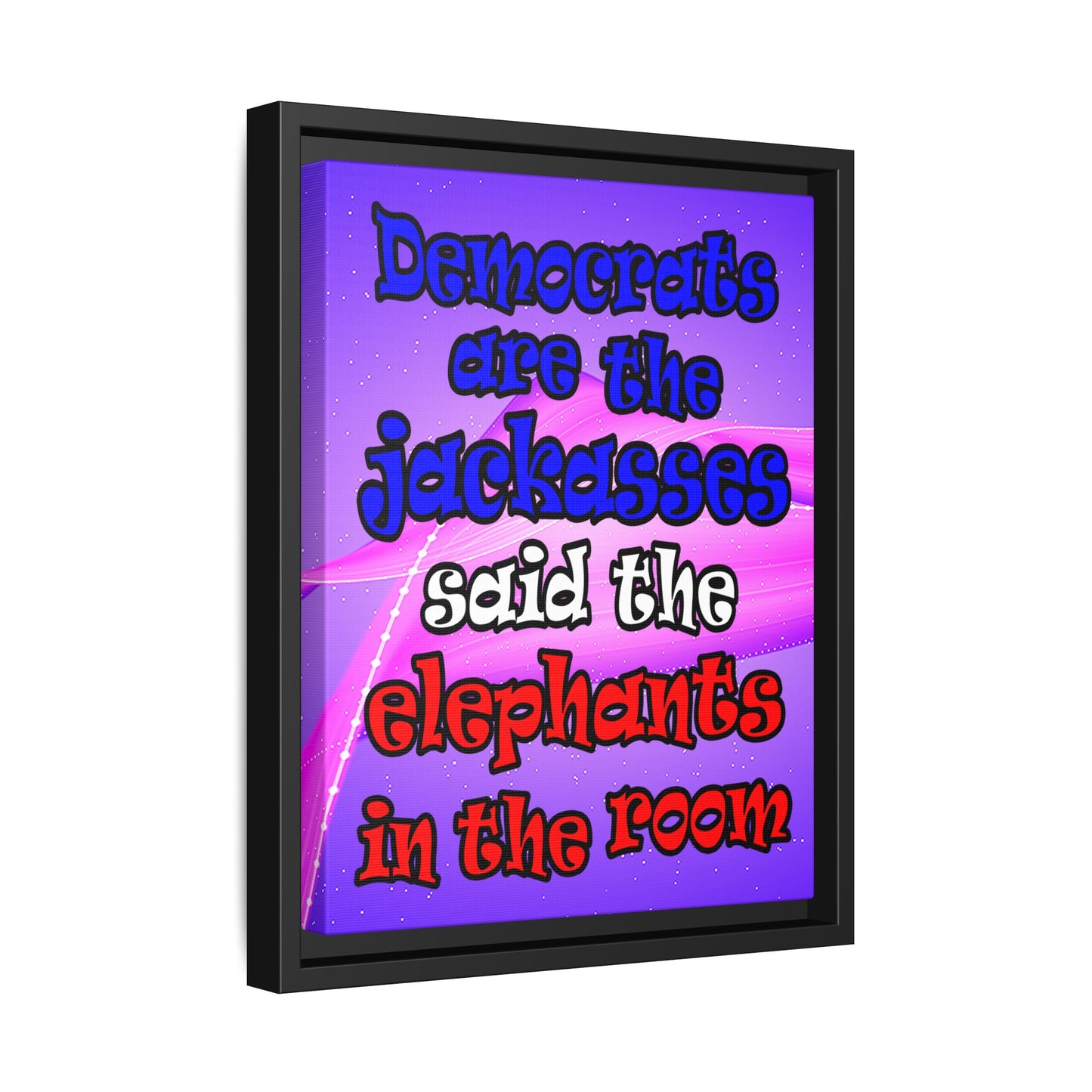 donkeys and elephants - framed canvas art (purple-pink wave)