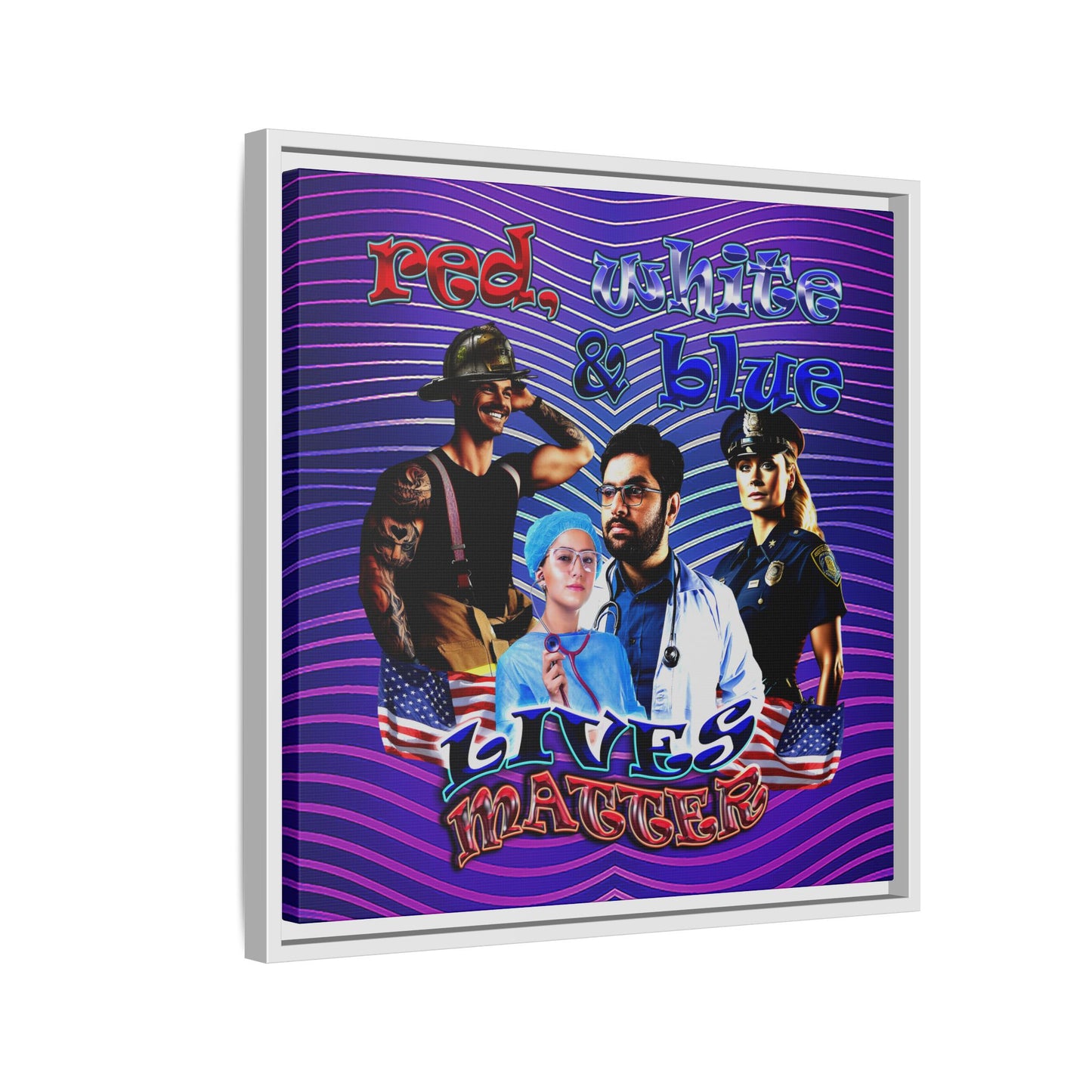rw&b lives matter - framed canvas art (purple wave)
