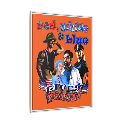 rw&b lives matter - framed canvas art (orange)