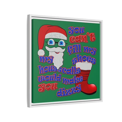 santa's shoes - framed canvas art (dark green)