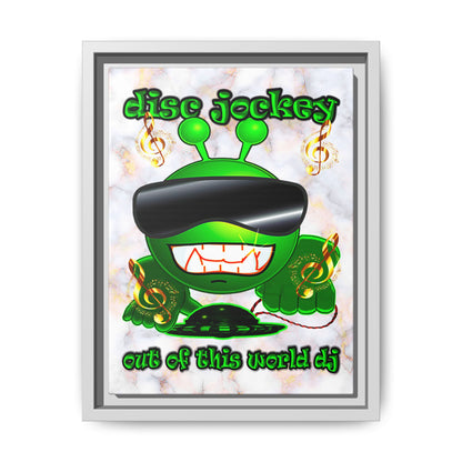 disc jockey - framed canvas art (white marble)