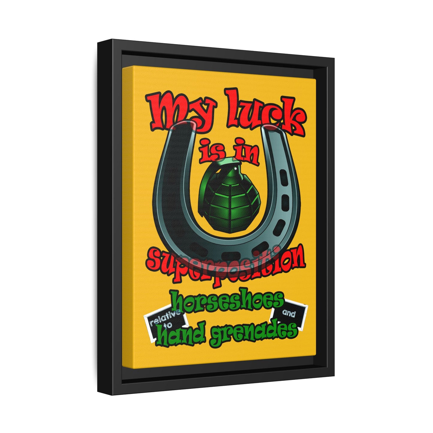 my luck - framed canvas art (yellow)