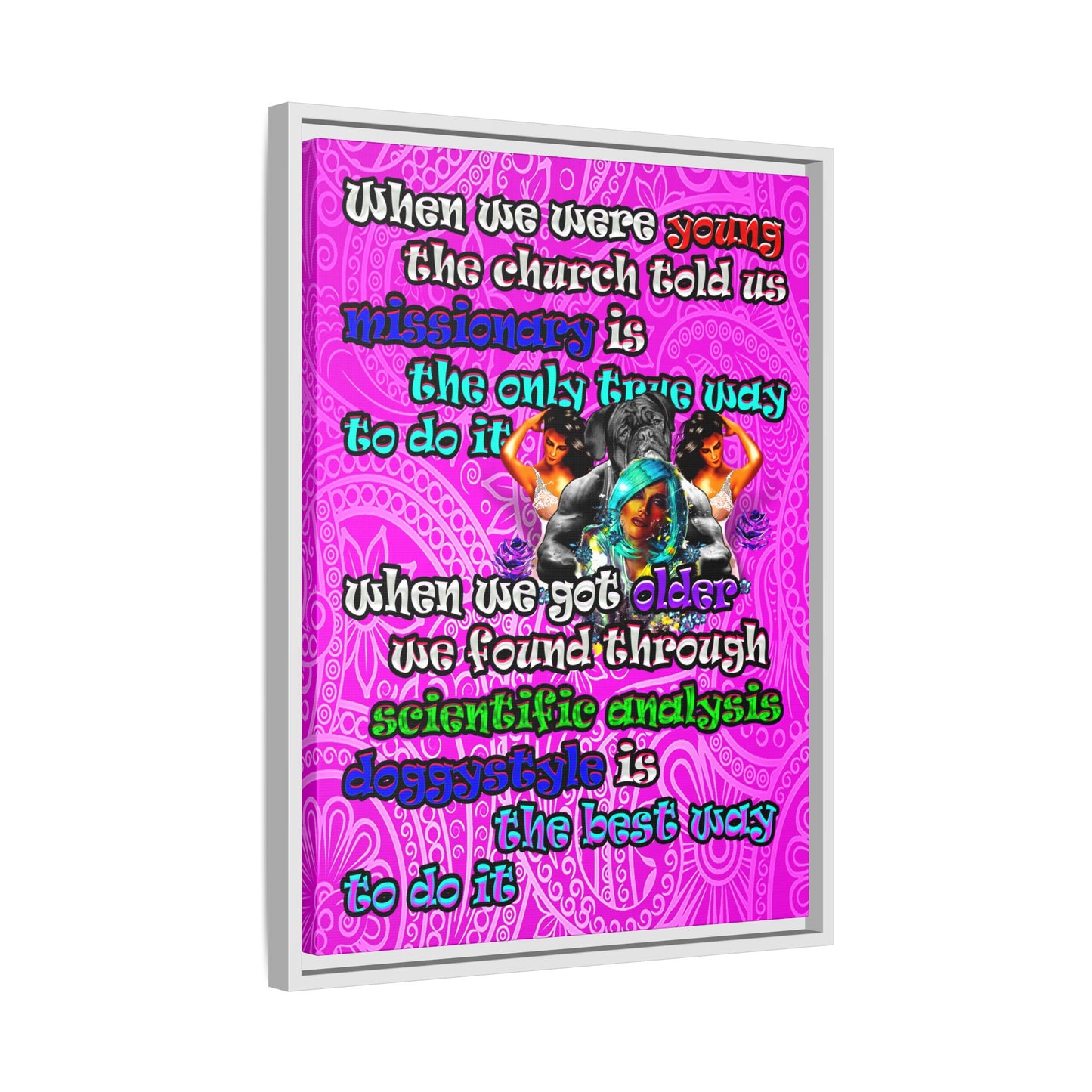 doggystyle - framed canvas art (pink swirl)