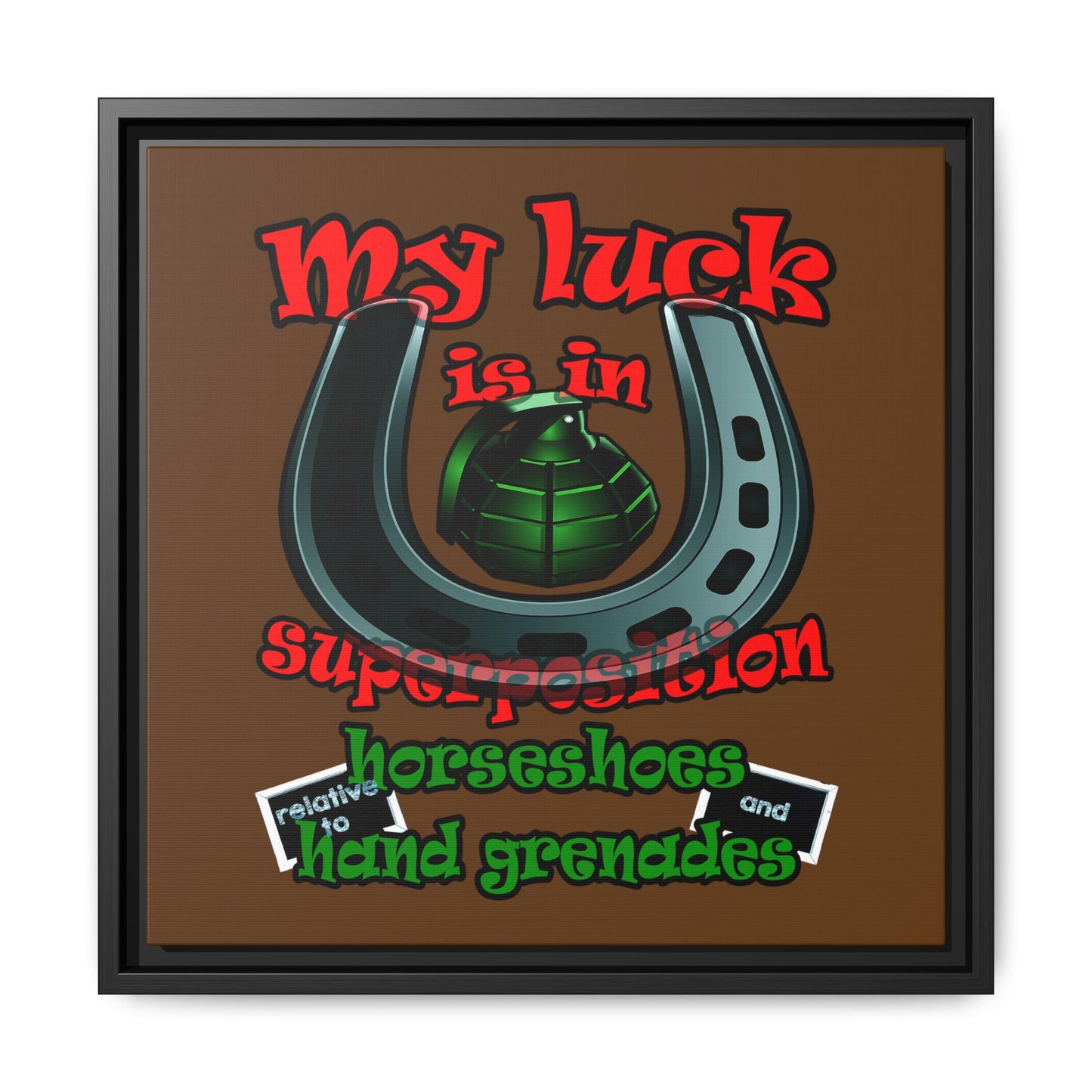 my luck - framed canvas art (brown)