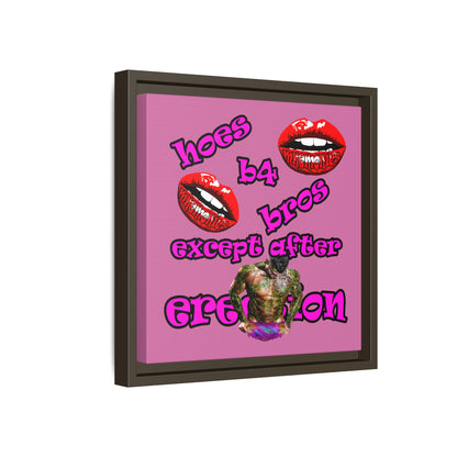hoes b4 bros - framed canvas art (light pink)