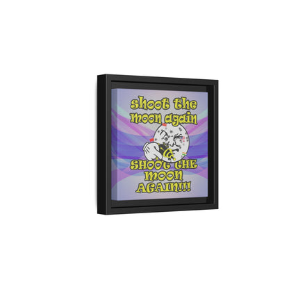 shoot the moon again - framed canvas art (light blue-pink wave)