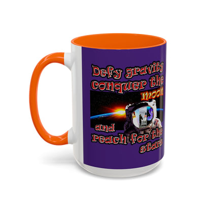 defy conquer reach - Accent Mug (purple)