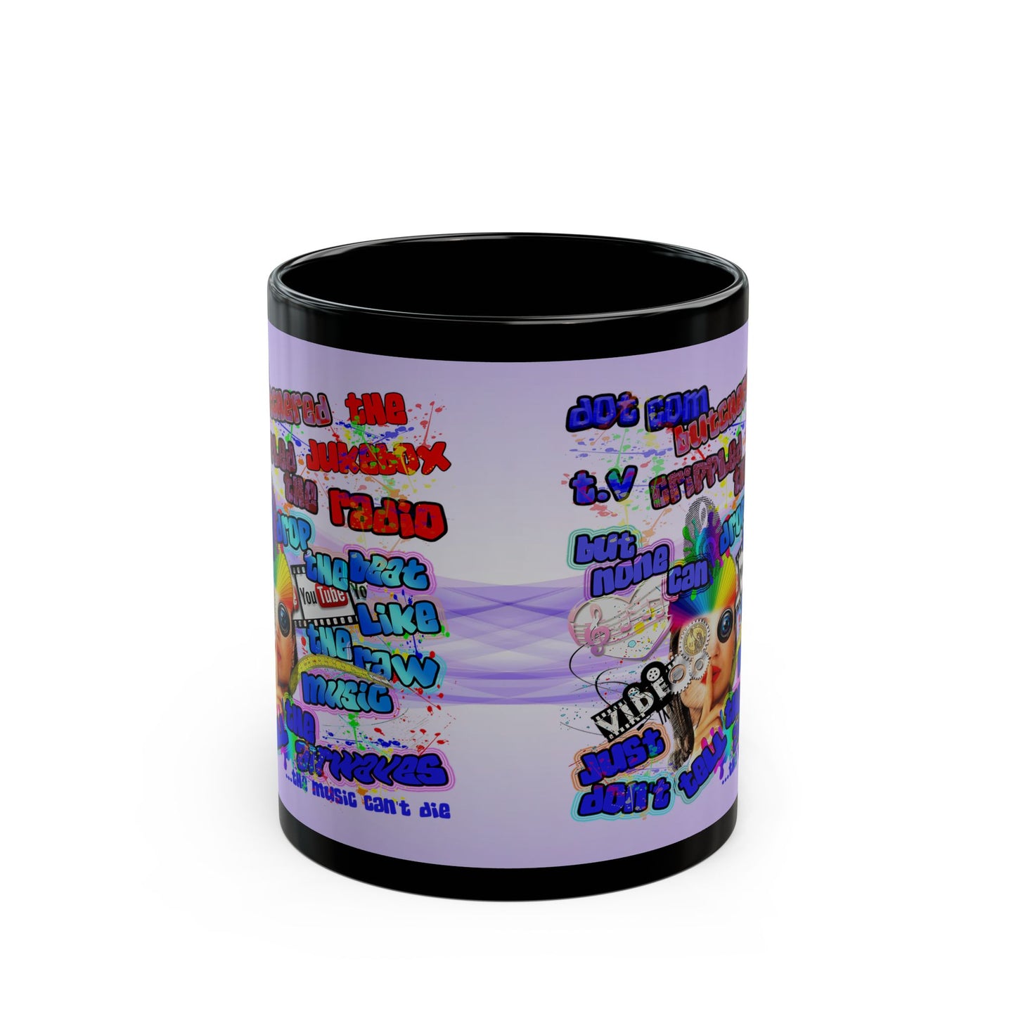 drop the beat - Black Mug (light blue-pink wave)