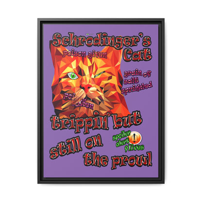 schrodinger's cat - framed canvas art (light purple)