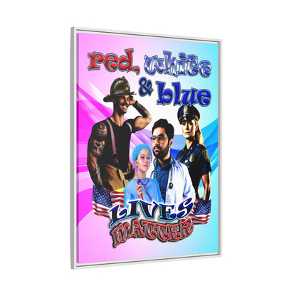 rw&b lives matter - framed canvas art (light blue-pink wave)