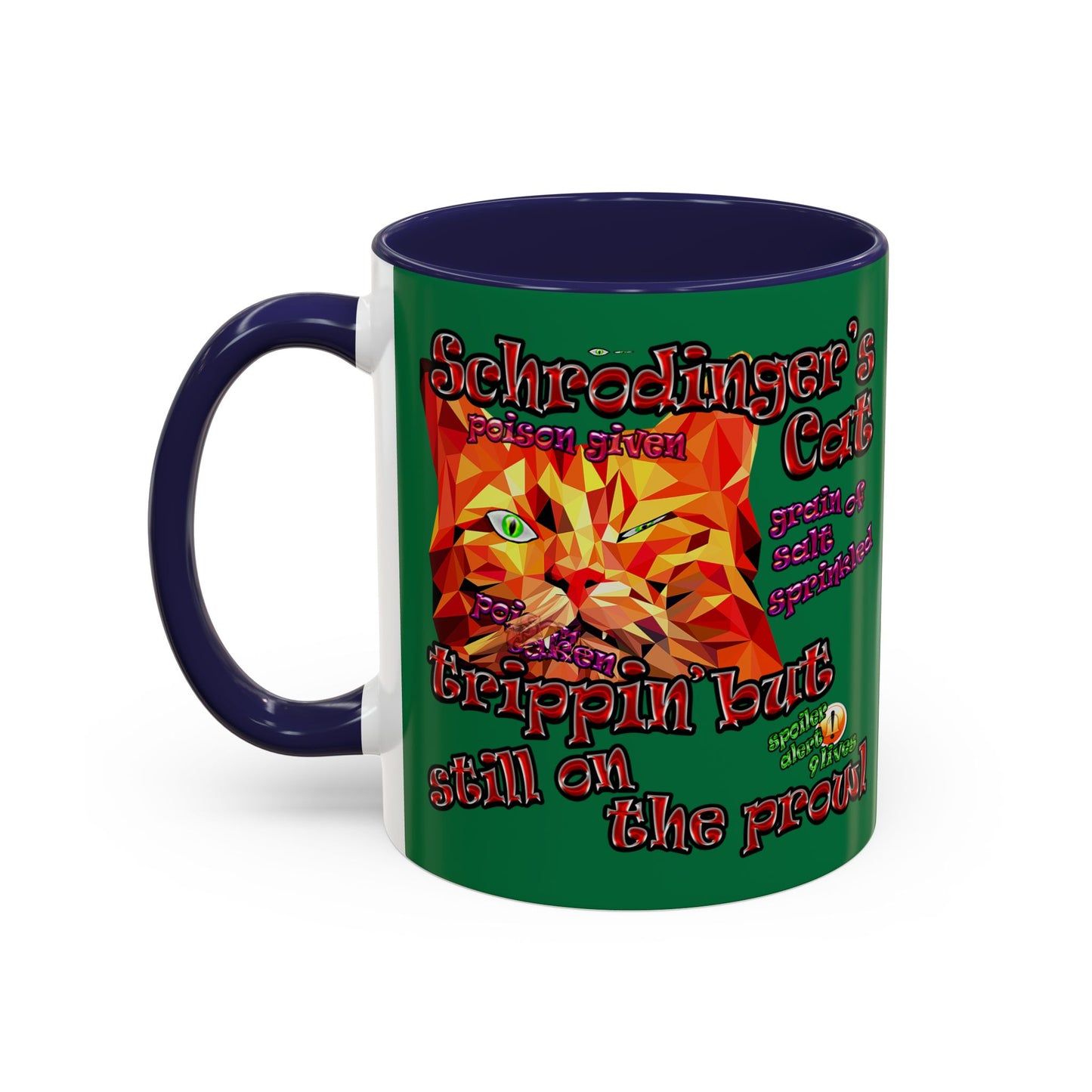 schrodinger's cat - Accent Mug (dark green)
