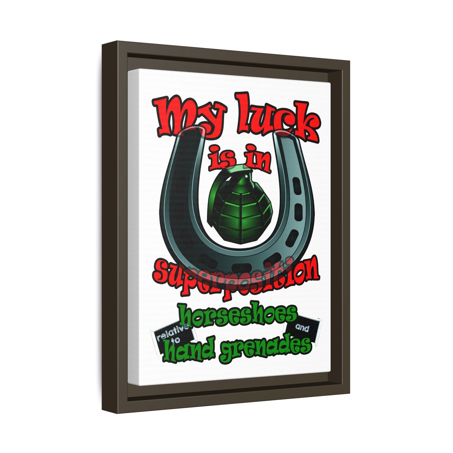 my luck - framed canvas art (white)