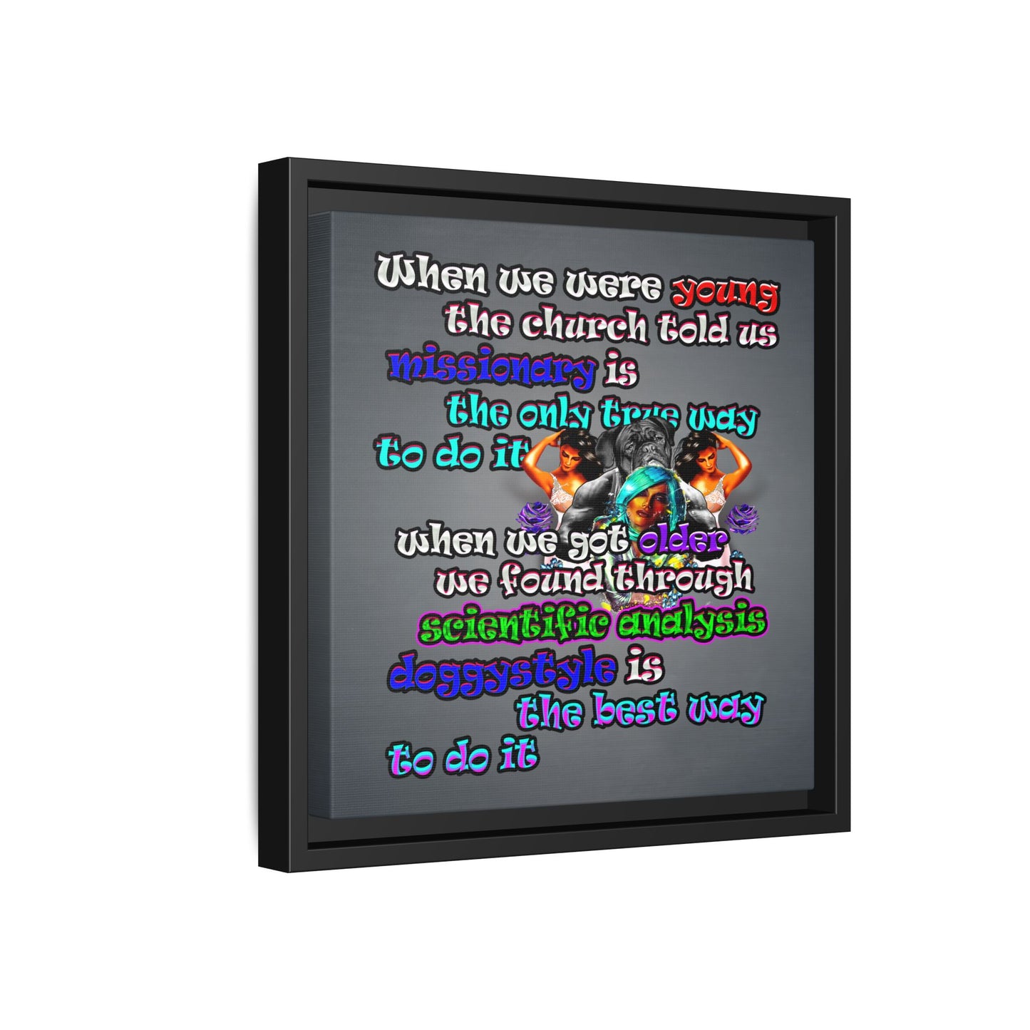 doggystyle - framed canvas art (grey-light grey)