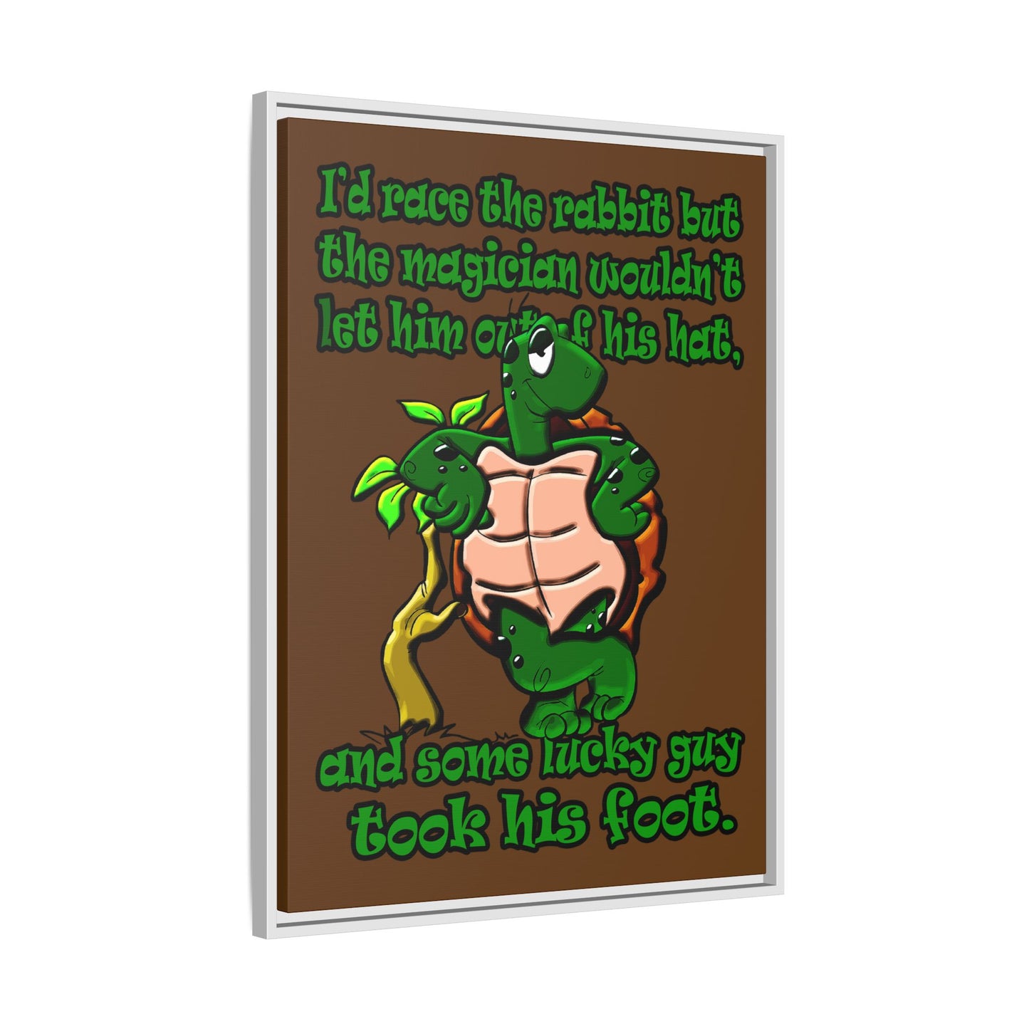 turtle race - framed canvas art (brown)