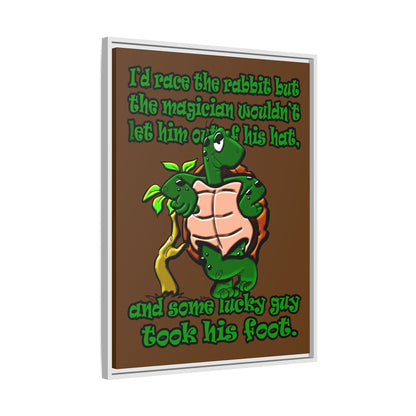 turtle race - framed canvas art (brown)