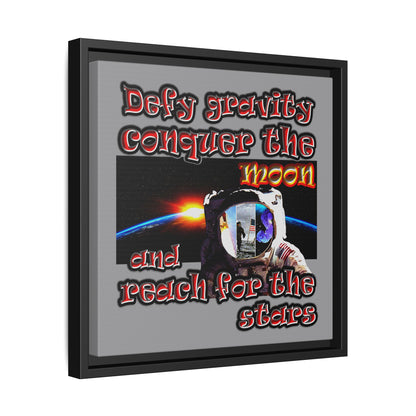 defy conquer reach - framed canvas art (grey)
