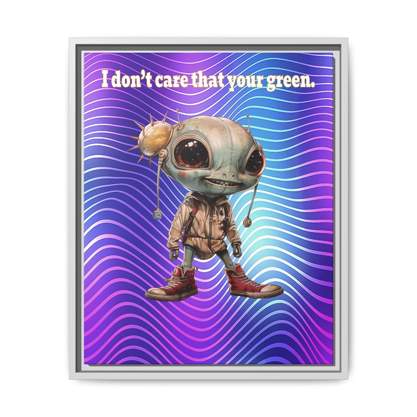 I don't care that your green - framed canvas art (purple wave)