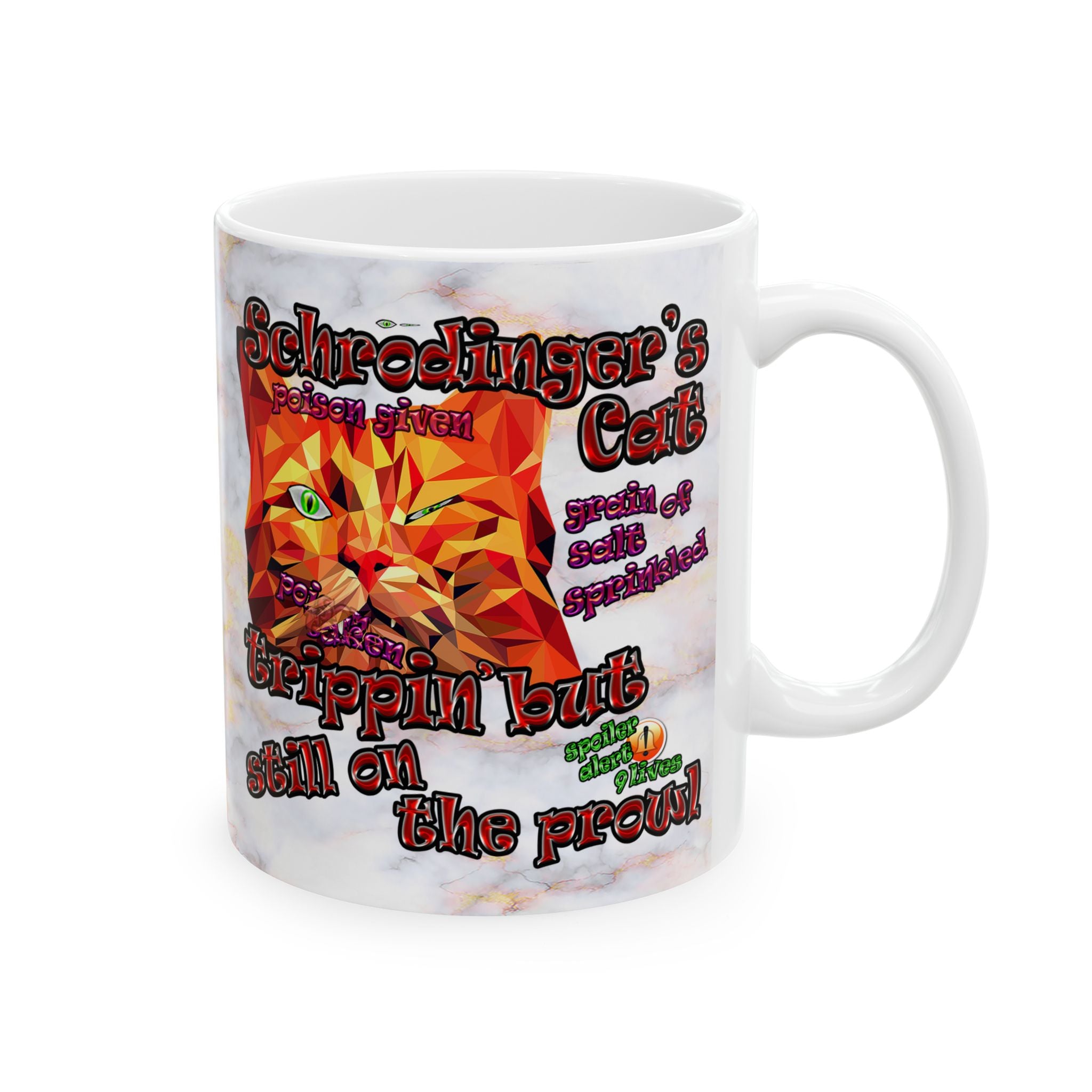 schrodinger's cat - White Mug (white marble)