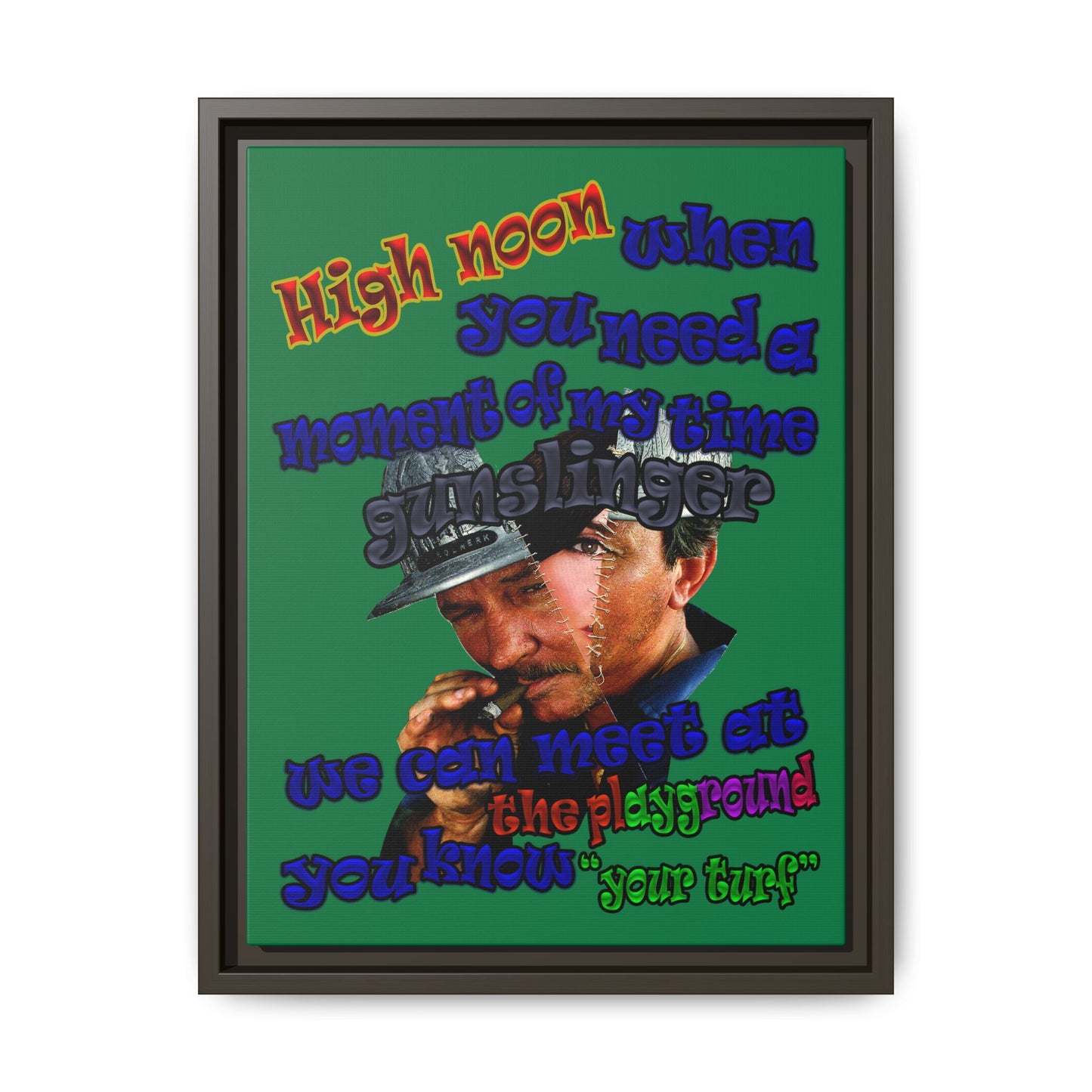 high noon - framed canvas art (dark green)