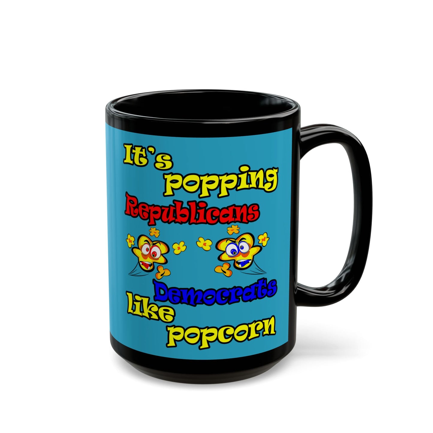 popping like popcorn - Black Mug (turquoise)
