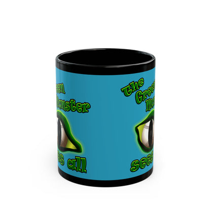 green monster - Black Mug (turquoise)